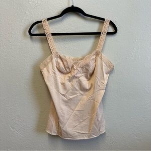 CamisoleOlga Nude V Neck Lacy Straps Vintage Lingerie VTG Size Medium 70s Retro